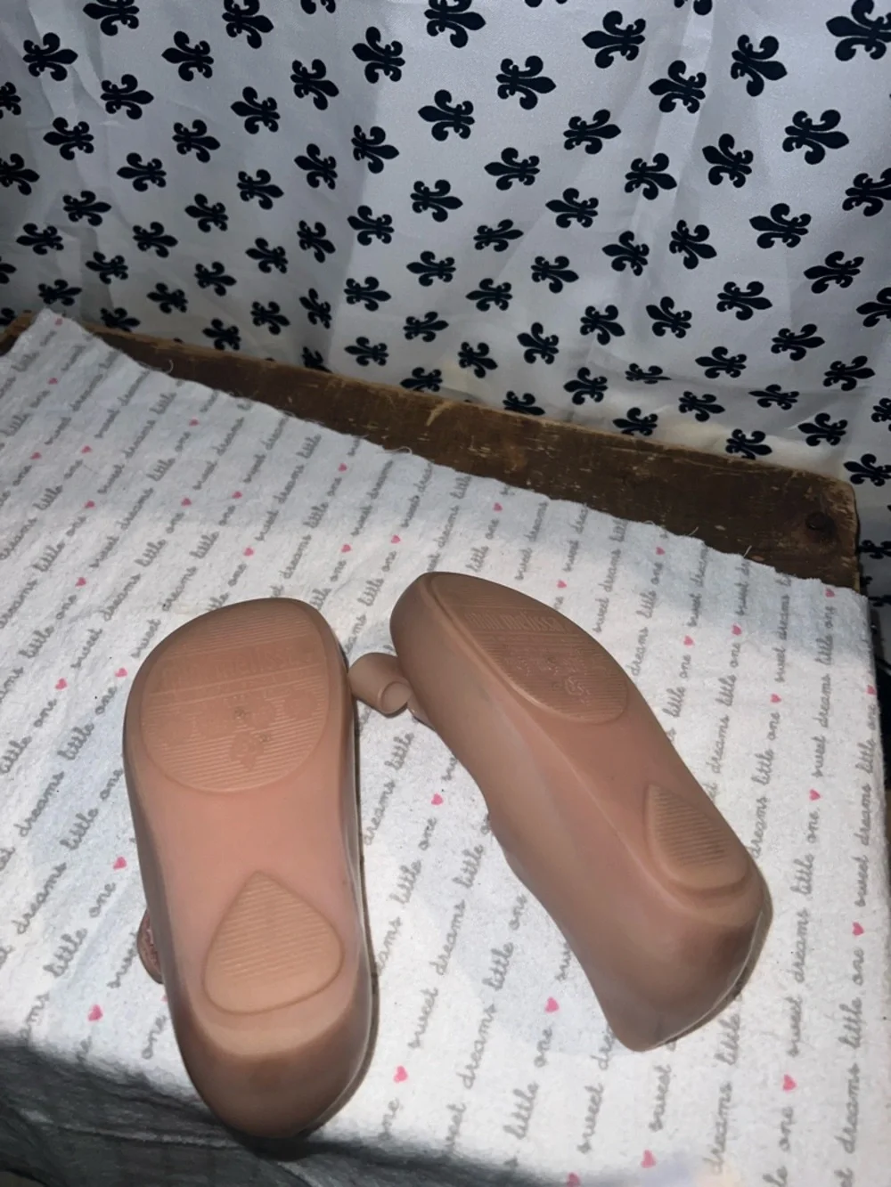Mini melisaGirls Nude Pink Jelly Mary Jane Flats with Bow